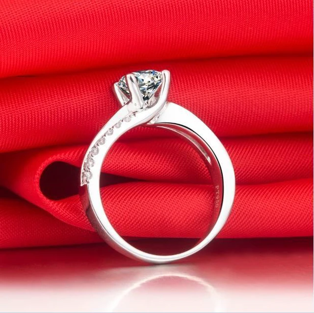 Alt view image 4 of 7 - Superb 1CT Zircon Diamond Ring 4 Prongs Setting Engagement Ring for Women Sterling Silver