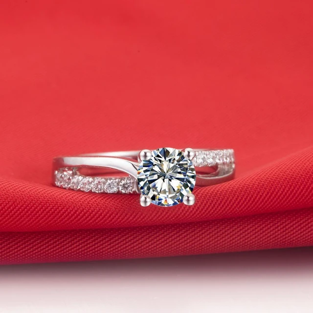 Alt view image 6 of 7 - Superb 1CT Zircon Diamond Ring 4 Prongs Setting Engagement Ring for Women Sterling Silver