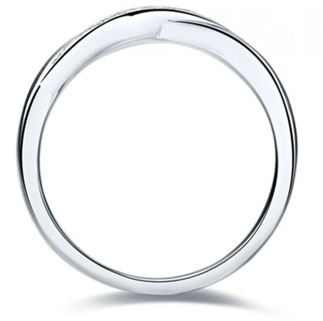 Alt view image 3 of 7 - Sterling Silver Wedding Band Ring for Women X Style Brief Design 925 Silver Female Anniversary Riings 18K White Gold Plated 5