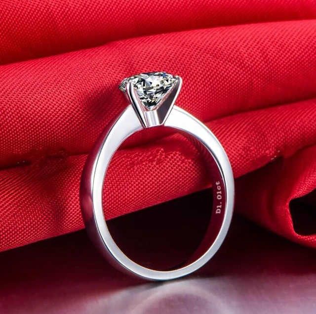 Alt view image 5 of 7 - Sterling Silver 1CT NSCD Heart Diamond Ring Solitaire Engagement for Women Anniversary Jewelry Wedding Ring 8.5