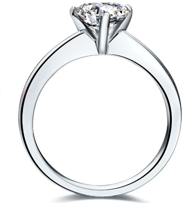 Alt view image 2 of 7 - Sterling Silver 1CT NSCD Heart Diamond Ring Solitaire Engagement for Women Anniversary Jewelry Wedding Ring 8.5
