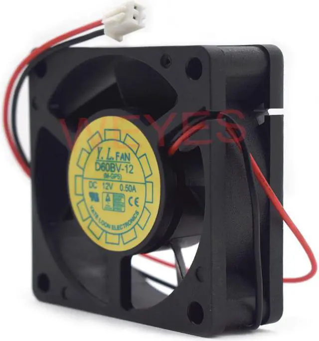 Alt view image 2 of 2 - For  D60BV-12  DC 12V 0.50A 60*60*25 6CM  2 wire double ball cooling fan