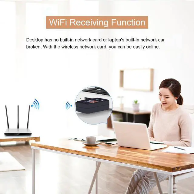 Alt view image 3 of 5 - 600Mbps USB WiFi Adapter 2.4GHz 5GHz WiFi Antenna PC Mini Wireless Computer Network Card Receiver Dual Band 802.11b/n/g/ac