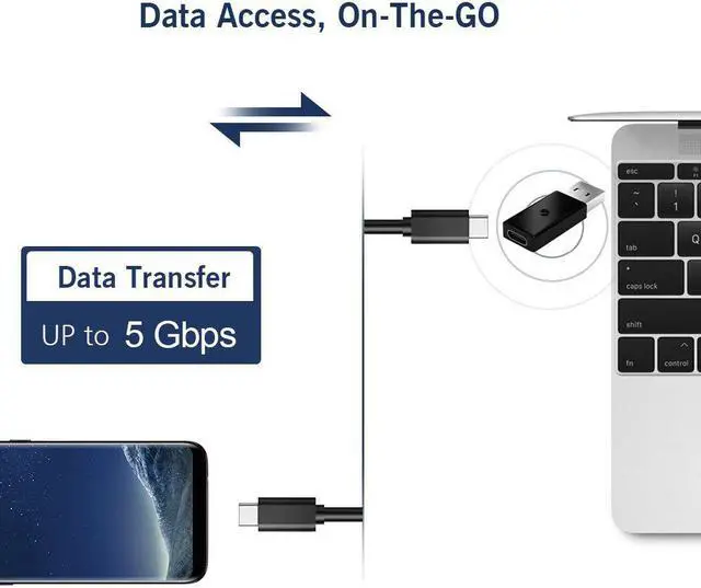 Alt view image 2 of 4 - USB 3.0 Male to USB 3.1 Type C Female Data Converter USB 3.0 to USB-C Female Adapter Port for Laptop Phone Black Converter