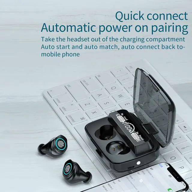 Alt view image 3 of 4 - M17 TWS BT5.0 Wireless Earphones HD LED Display 9D Noise Reduction 3D Touch Control IPX7 Waterproof Sweatproof Earbuds