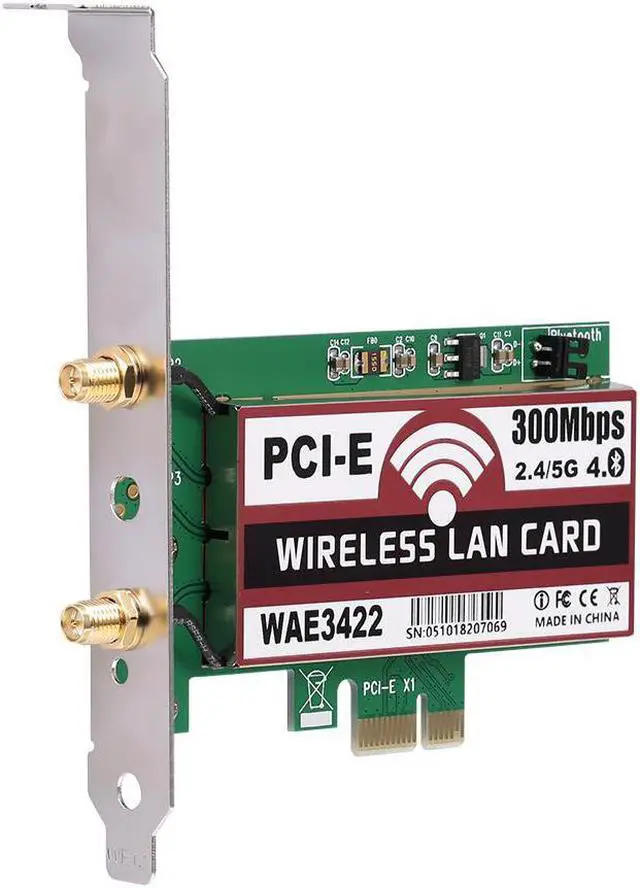 Alt view image 3 of 4 - Wireless LAN Card BT Dual Band WiFi Network Card with High-gain Antennas 300M PCI-E Adapter Card Wireless Network