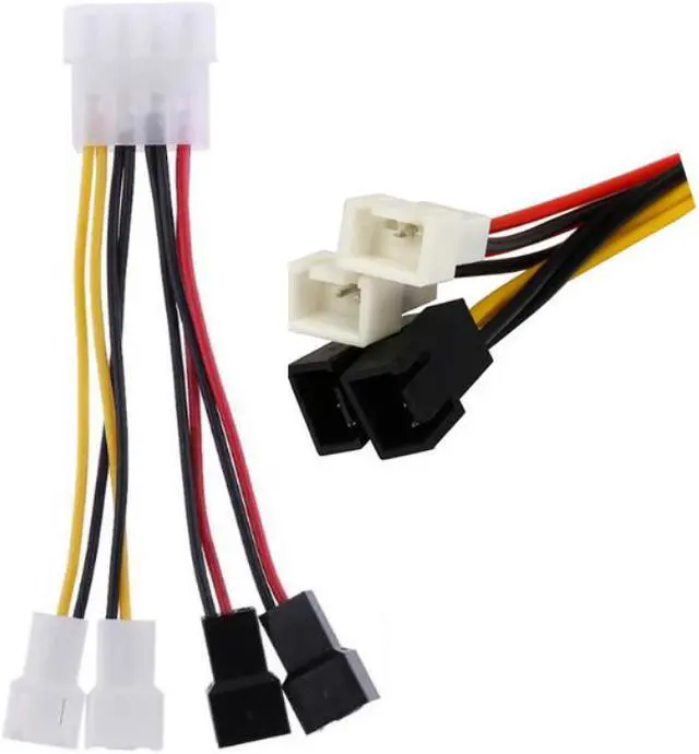 Alt view image 2 of 2 - 4-Pin Molex to 3-Pin Fan Power Cable Adapter Connector 12v*2 / 5v*2 Computer Cooling Fan Cables for CPU PC Case Fan Cable