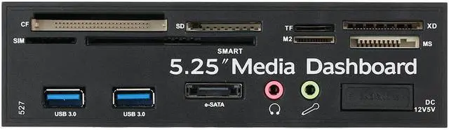 Alt view image 4 of 4 - Multi-Function USB 3.0 Hub eSATA Port Internal Card Reader Dashboard Media Front Panel Audio for SD MS CF TF M2 MMC Memory Cards