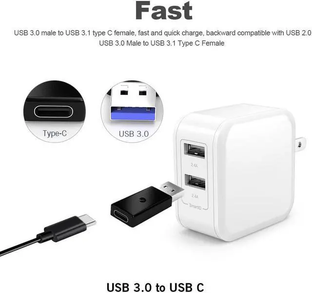 Alt view image 3 of 4 - USB 3.0 Male to USB 3.1 Type C Female Data Converter USB 3.0 to USB-C Female Adapter Port for Laptop Phone Black Converter
