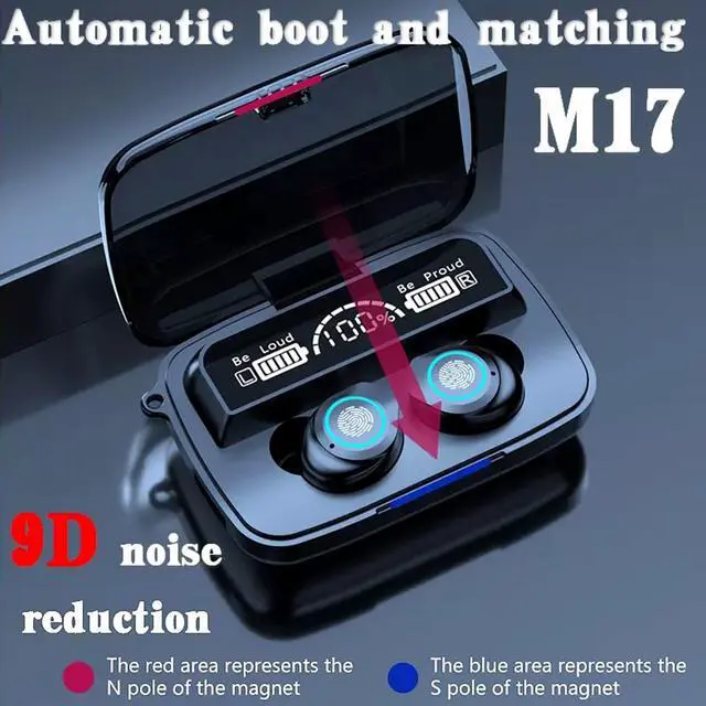 Alt view image 4 of 4 - M17 TWS BT5.0 Wireless Earphones HD LED Display 9D Noise Reduction 3D Touch Control IPX7 Waterproof Sweatproof Earbuds