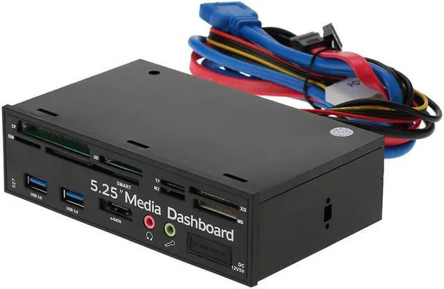 Alt view image 2 of 4 - Multi-Function USB 3.0 Hub eSATA Port Internal Card Reader Dashboard Media Front Panel Audio for SD MS CF TF M2 MMC Memory Cards