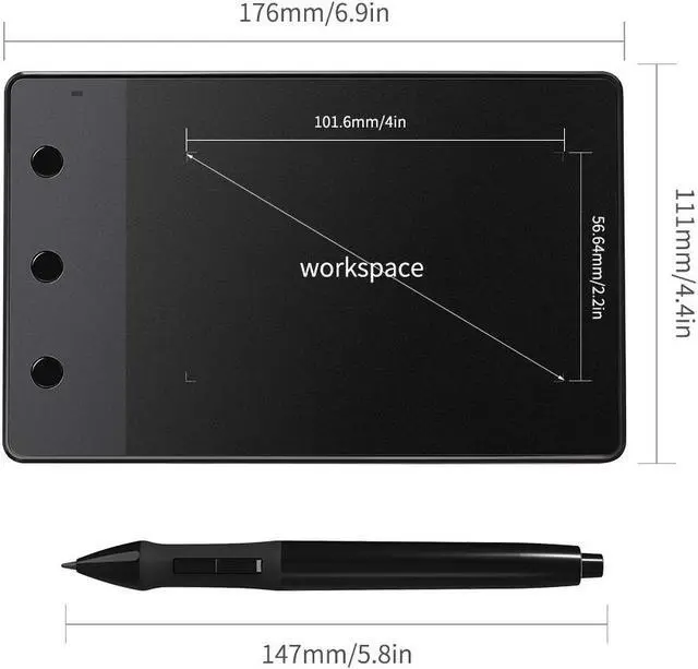 Alt view image 2 of 4 - Huion H420 Drawing Tablet 4x2.23 Inch Professional Graphics Signature Pad Board with 3 Shortcut Keys Digital Tablets for Drawing