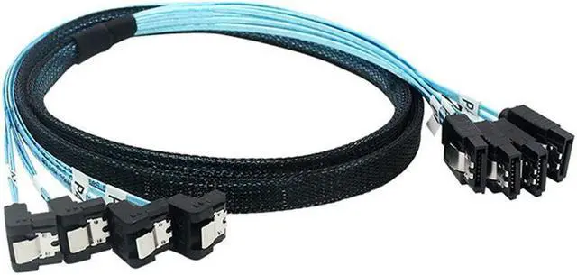Alt view image 2 of 2 - FOR SAS 4.0 4SATA to 4SATA Cable with 90° Bend - Effortless Data cable Transfer for SSD Hard Drives and Motherboards