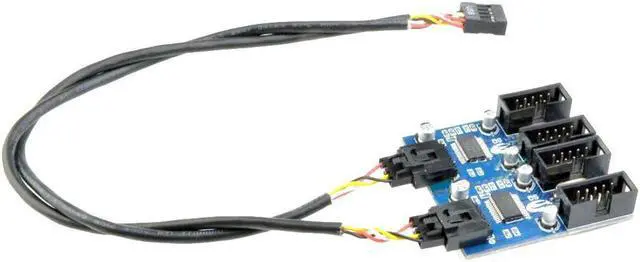 Alt view image 2 of 2 - FOR 9pin USB header Male 1 to 2 4 Female Extension Cable Card Desktop 9-Pin USB HUB USB 2.0 9 pin Connector Adapter Port