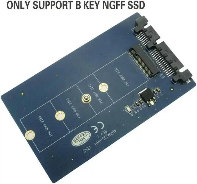 Alt view image 2 of 3 - FOR B key (M.2) NGFF SSD M.2 to 22pin SATA card 2.5 SATA to B key NGFF(M.2) SSD converter