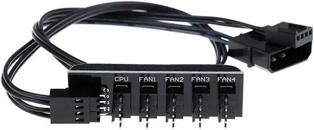 Main image of FOR 40Cm 1 To 5 4-Pins PWM CPU Cooling Fan Power Cable Hub Splitter Adapter Black Sleeved Jacket
