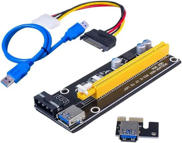 Main image of FOR PCI-E 1X To 16X Power Riser Adapter Card USB 3.0 Extension Cable Power Cable GPU Riser Ext Cable Mining For Laptop