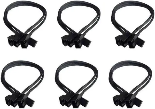 Main image of FOR PWM Fan Splitter Adapter Cable Sleeved Braided Y Splitter Computer 4 Pin Fan Extension Power Cable 1 To 3 Converter