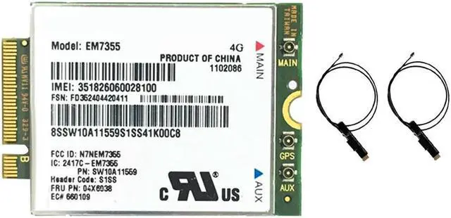 Main image of FOR EM7355 WWAN Card+2XAntenna FRU 04X6038 NGFF 4G WiFi Card for X1 Carbon L440 L540 T440 T540P X240
