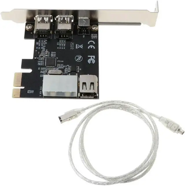 Alt view image 2 of 2 - FOR PCI-E 1X IEEE 1394A 4 Port(3+1) Firewire Card Adapter Pcie 1394A Converter With 6 Pin To 4 Pin 1394 Cable For Desktop PC