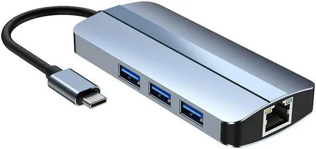 Alt view image 2 of 2 - FOR 6-In-1 USB C Hub ing Station Type C USB HUB USB3.0 RJ45 1000Mbps SD TF Card Reader PD 100W HDMI-Compatible