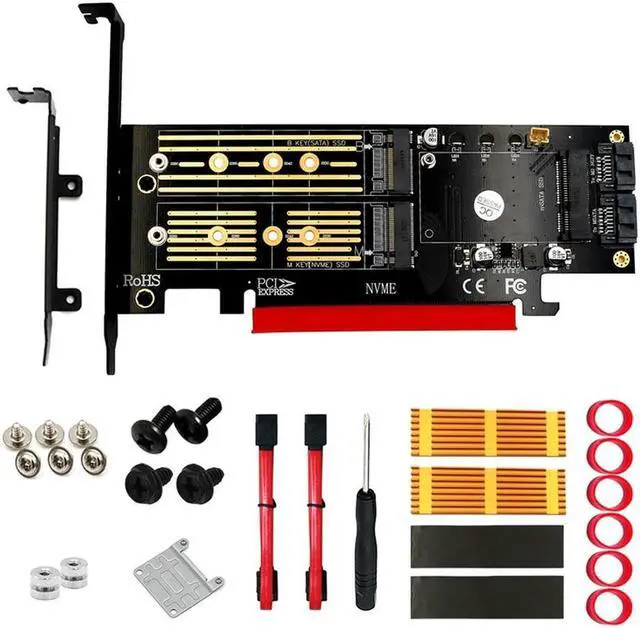 Main image of FOR 3 In 1 Msata And M.2 NVME SATA SSD To PCI-E 4X And SATA3 Adapter With Heatsink Supports PCIE M.2 SSD