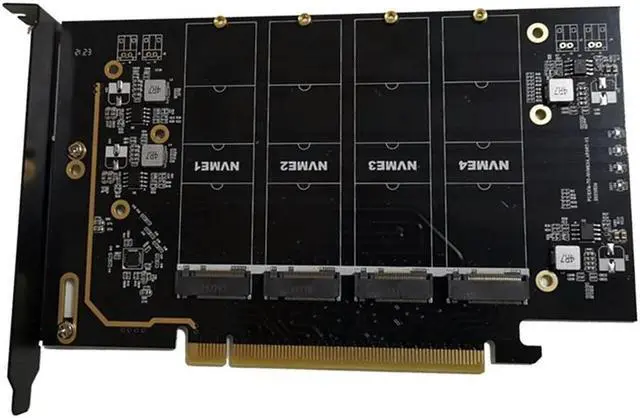 Alt view image 2 of 2 - FOR M.2 NVME to PCIe 4.0 X16 Adapter Card Supports 4 NVMe M.2 2280 Supports Bifurcation Raid