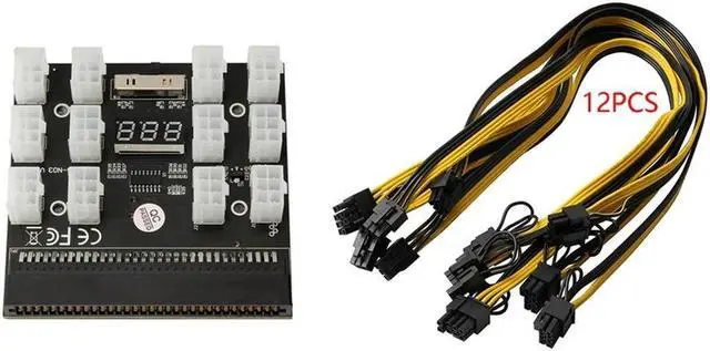 Alt view image 2 of 2 - FOR Breakout Board With 12PCS Cable 12 Port 6Pin Power Module Server Adapter For 1200W 750W PSU GPU Miner BTC ETH