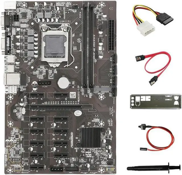Main image of FOR B250B ETH Mining Motherboard+4PIN IDE To SATA Cable+SATA Cable+Switch Cable+Baffle+Thermal Grease 12PCIE MSATA For BTC