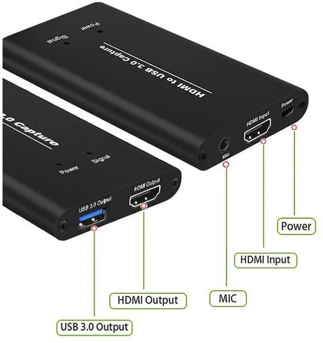 Alt view image 4 of 7 - Capture Card USB3.0 HDMI 1080P Video Capture HDMI to USB Video Capture Card Dongle Game Streaming Live Stream Broadcast MicInput capture card Hdmi capture usb capture