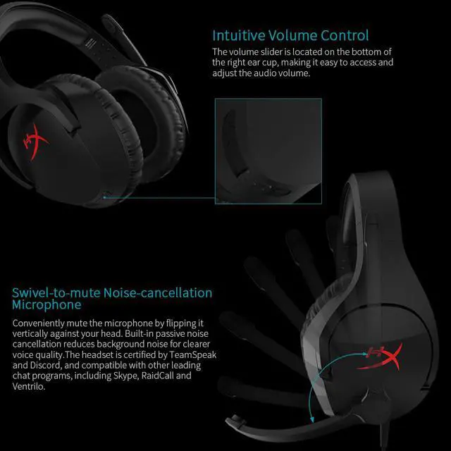 Alt view image 4 of 7 - HyperX Cloud Stinger Gaming Headset Esport Stereo Headphone Earphone Over Ear for PC/Xbox One/PS4/Wii U HX-HSCS-BK/AS