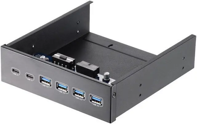 Alt view image 3 of 5 - 5.25" Front Bay USB HUB 2-Port USB 3.1 & 4-Port USB 3.0 High Speed 5Gbps USB Hub Front Panel Computer Case Optical Drive Bay Converter Hub