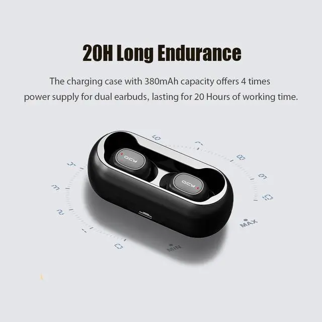 Alt view image 2 of 7 - Global Version QCY T1C TWS Earphones BT 5.0 Smart Stereo Earbuds Pop-up Fast Pairing In-ear Sports Headset QCY APP Headphones with Dual Mic Charging Box