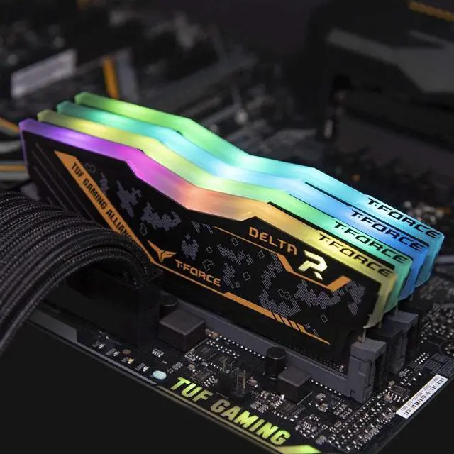 Alt view image 3 of 4 - TEAMGROUP T-Force Delta RGB TUF Gaming Alliance 32GB (2x16GB) 3200MHz (PC4-25600) CL 16 Desktop Gaming PC Memory Module Ram Upgrade 288-Pin DDR4 SDRAM TF9D432G3200HC16CDC01