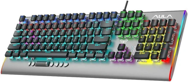 Main image of AULA F2099 Mechanical Gaming Keyboard, 104 Keys Programmable, LED Backlit, Durable Metal Structure, USB Wired Gaming Keyboard