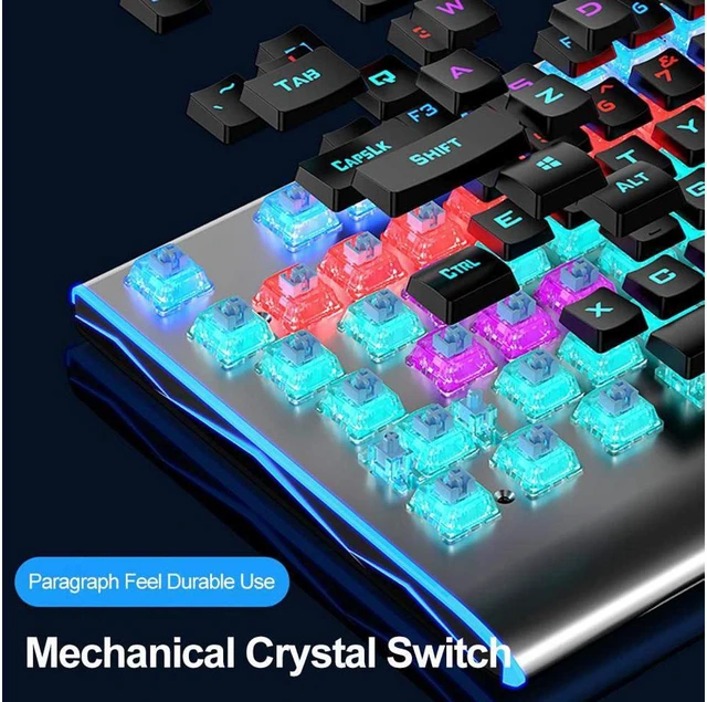 Alt view image 3 of 7 - AULA F2099 Mechanical Gaming Keyboard, 104 Keys Programmable, LED Backlit, Durable Metal Structure, USB Wired Gaming Keyboard