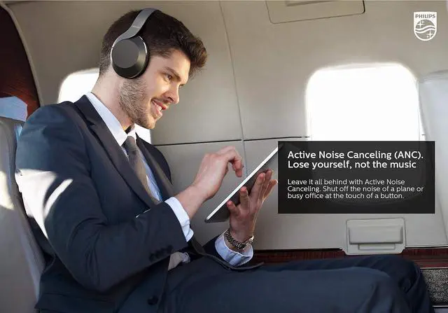 Alt view image 3 of 7 - Philips PH805 Active Noise Canceling (ANC) Over Ear Wireless Bluetooth Performance Headphones w/Hi-Res Audio, Comfort Fit and 30 Hours of Playtime (TAPH805BK)