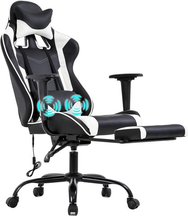 Reclining Massage Gaming Chair with Lumbar Support and Headrest