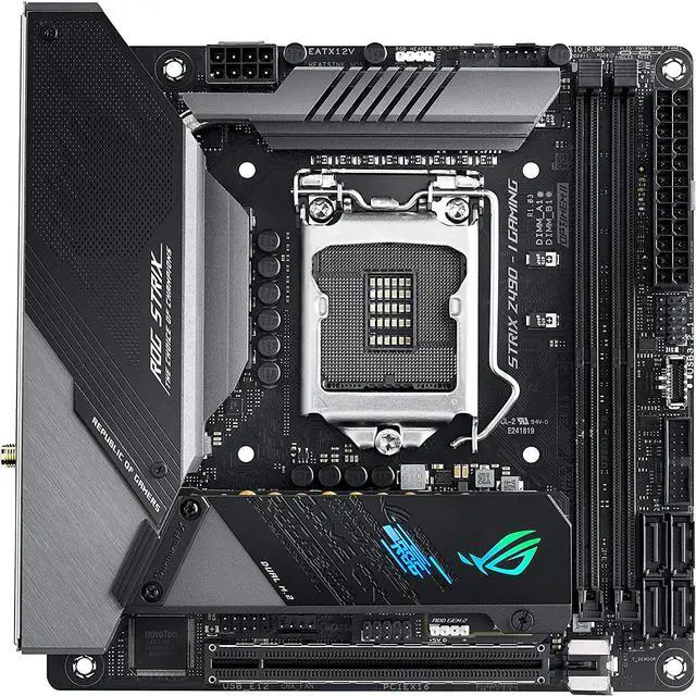 Alt view image 3 of 7 - ASUS ROG Strix Z490-I Gaming Z490 (WiFi 6) LGA 1200 (Intel® 10th Gen) Mini-ITX Gaming Motherboard 8+2 power stages, DDR4 4800, Intel® 2.5 Gb Ethernet, USB 3.2 front panel Type-C, HDMI 2.0a, AURA Sync