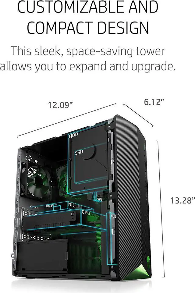 Alt view image 7 of 10 - HP Pavilion Gaming Desktop, NVIDIA GeForce GTX 1650 Super, Intel Core i3-10100, 8 GB DDR4 RAM, 256 GB PCIe NVMe SSD, Windows 10 Home, USB Mouse and Keyboard, Compact Tower Design (TG01-1022, 2020)
PC