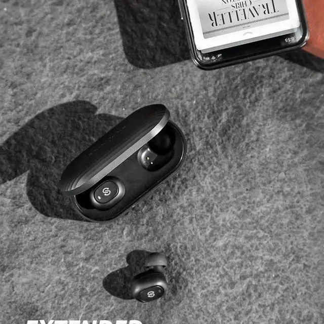 Alt view image 3 of 6 - soundpeats true wireless earbuds 5.0 bluetooth headphones inear stereo wireless earphones with microphone binaural calls, onestep pairing, total 35 hours, upgraded truefree plus