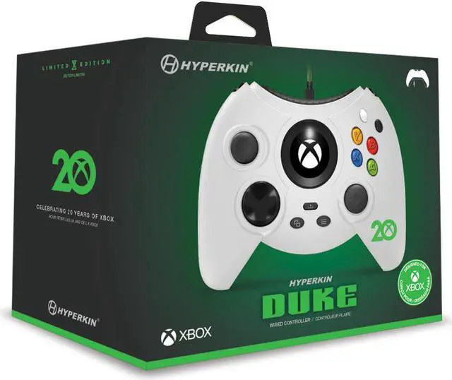 Alt view image 2 of 8 - Hyperkin Duke Wired Controller White - Xbox Series X/Xbox Series S/Xbox One/Windows 10 - Xbox 20th Anniversary Edition