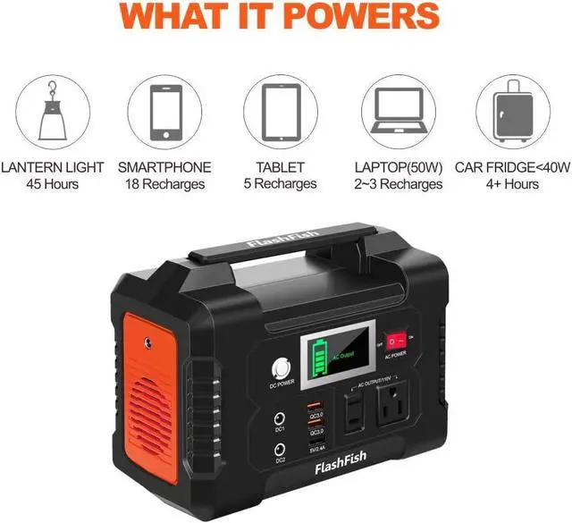 Alt view image 6 of 6 - 200W Portable Power Station FlashFish 40800mAh Solar Generator with 110V AC Outlet/2 DC Ports/3 USB Ports, Backup Battery Pack Power Supply for CPAP Outdoor Advanture Load Trip Camping Emergency