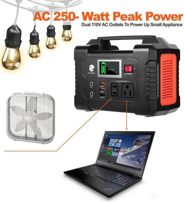 Alt view image 3 of 6 - 200W Portable Power Station FlashFish 40800mAh Solar Generator with 110V AC Outlet/2 DC Ports/3 USB Ports, Backup Battery Pack Power Supply for CPAP Outdoor Advanture Load Trip Camping Emergency