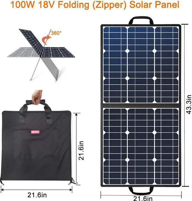 Alt view image 3 of 7 - 100W 18V Portable Solar Panel Flashfish Foldable Solar Charger with 5V USB 18V DC Output Compatible with Portable Generator Smartphones Tablets and More US in Stock Fast Shipping