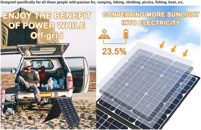 Alt view image 6 of 7 - 100W 18V Portable Solar Panel Flashfish Foldable Solar Charger with 5V USB 18V DC Output Compatible with Portable Generator Smartphones Tablets and More US in Stock Fast Shipping