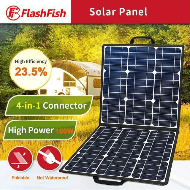 Alt view image 2 of 7 - 100W 18V Portable Solar Panel Flashfish Foldable Solar Charger with 5V USB 18V DC Output Compatible with Portable Generator Smartphones Tablets and More US in Stock Fast Shipping