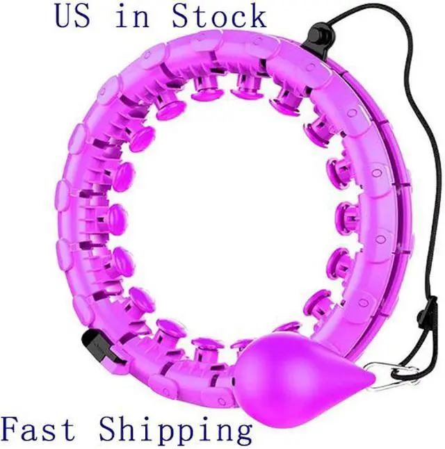 Main image of 360 Degree Hula Hoop Adjustable 24 Detachable Knots Massage Fitness Yoga Circle US  in Stock Fast Shipping Purple