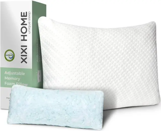 Main image of 2 PACK Washable Shredded Memory Foam Pillow Hypoallergenic Pillow Cover King Size