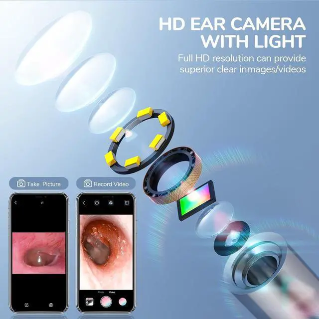 Alt view image 2 of 7 - 3.9mm Ultra-Thin Ear Camera 6 LED Lights,Digital Otoscope Ear Wax Removal Tool